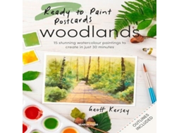 Livro Ready to Paint Postcards Woodlands de Geoff Kersey (Inglês)