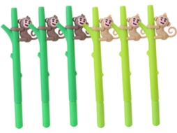 Canetas Em Gel Corpo Ergonômico De Plástico, Macacos Fofos, Ponta