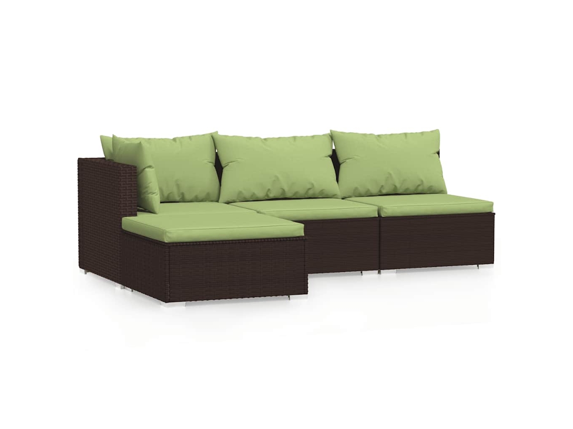 Maison Exclusive - 4 Pcs Conjunto Lounge Jardim C/ Almofadões Vime Pe Castanho