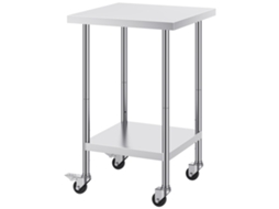 Mesa De Trabalho Em Aço Inoxidável Succebuy De 24 X 24 Polegadas, Mesa De Preparação Comercial Com 4 Rodízios