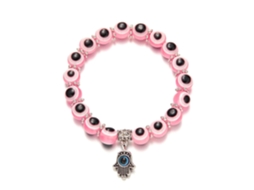 Pulseira Olho Grego, Pulseira com Pingente Mão de Hamsa Rosa SIURN