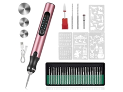 Lurelia Caneta De Gravação Elétrica, 37 Bits, Usb, Sem Fio, Recarregável, 3 Velocidades, Para Madeira, Metal, Vidro, Pedra