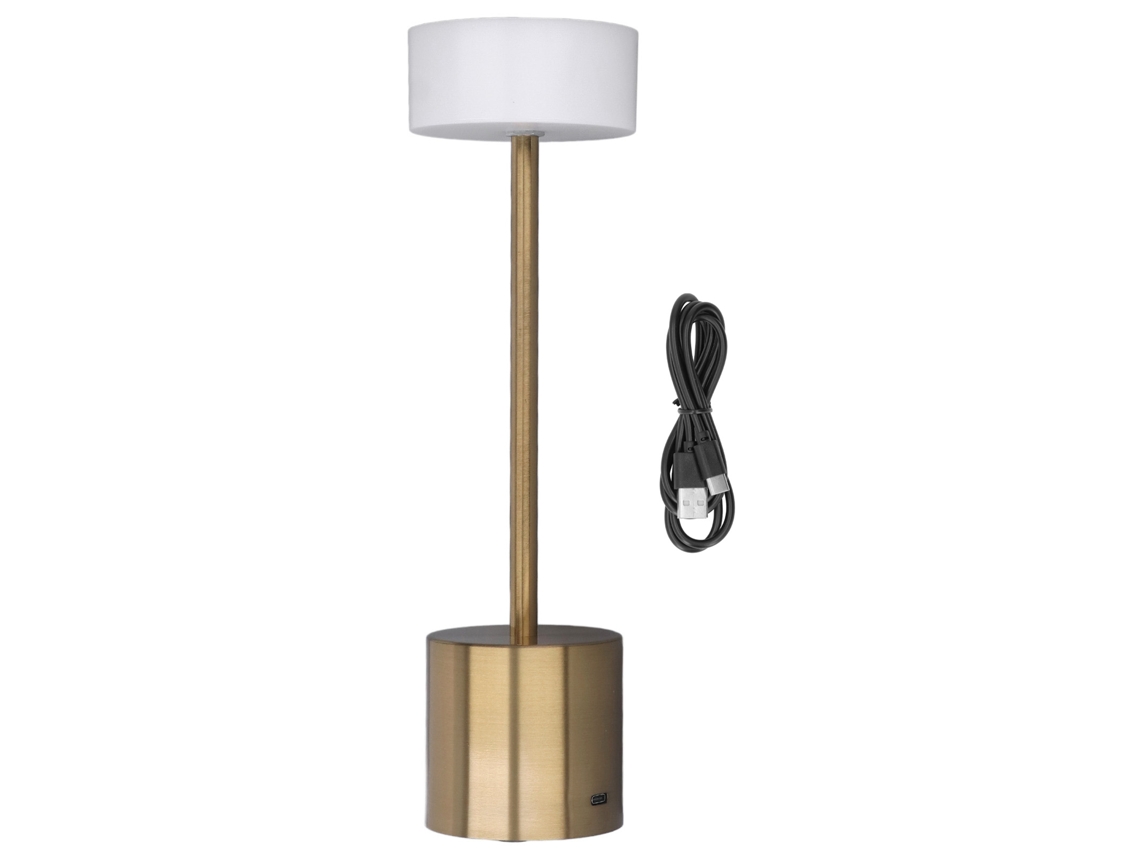 Lâmpada de Mesa Sem Fio Led com Controle por Toque Dimming 3 Modos Bateria 2000mah Usb Ouro