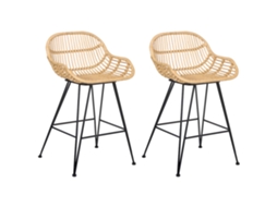 Conjunto De 2 Sillas De Bar Beliani Terrell De Ratán Natural 54x57x94