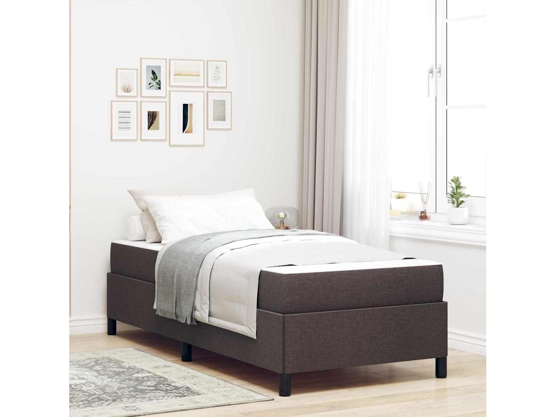 Vidaxl Cama Box Marrom Escuro 80 X 200 Cm Tecido