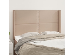 Cabeceira Cama C/ Abas Couro Artif. 147x16x118/128cm Cappuccino