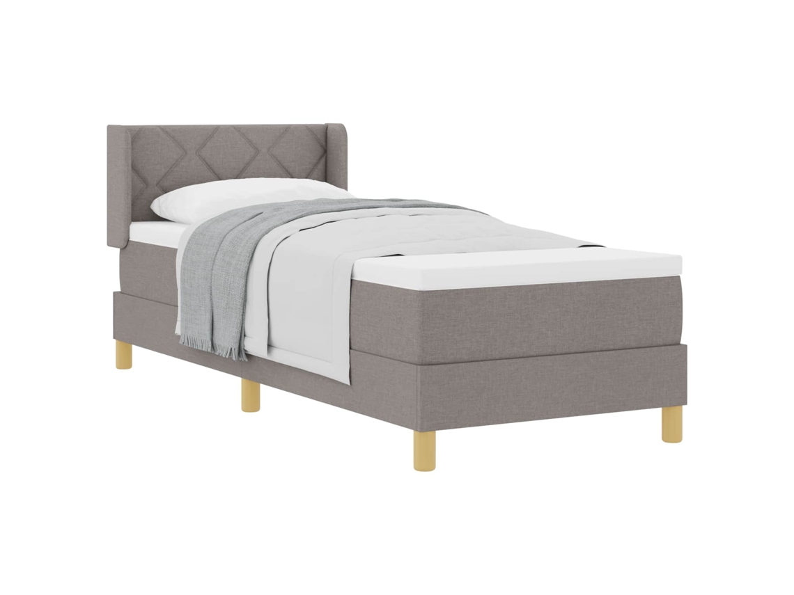 Cama De Solteiro | Camas Para Quarto | Cama Com Estrado Cinzento-acastanhado 80 X 200 Cm Tecido