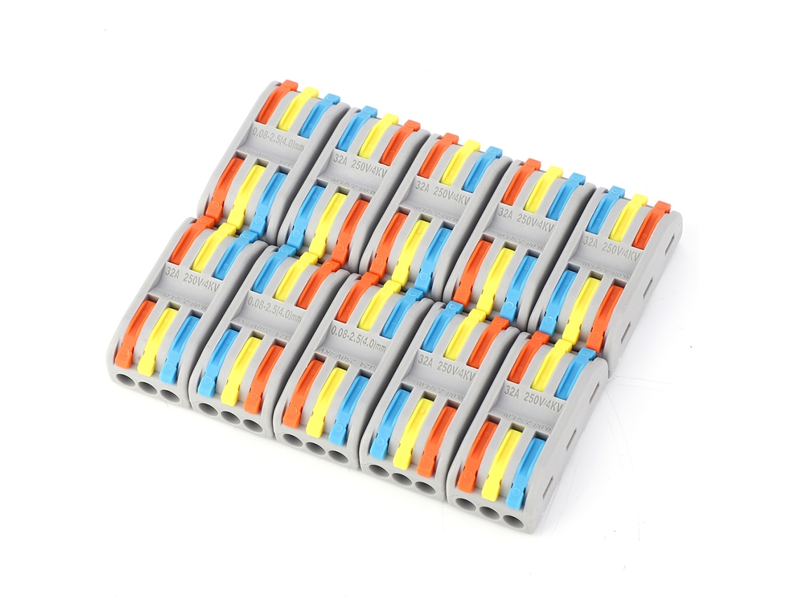 10pcs Conector De Fiação Rápida Pct3-3, 3 Entradas E 3 Saídas, Terminal Elétrico Colorido