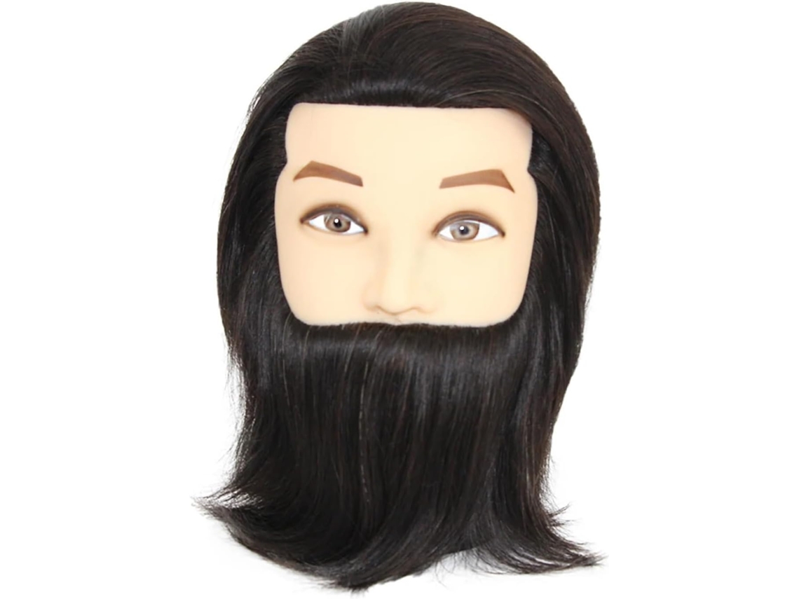 Cabeça de Manequim SFUSHOS masculino, cabelo humano, com barba