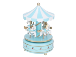 Caixa de Música Carrossel Baok Merry-go-round, ideal para presentes de Natal, casamento e aniversário, na cor azul.