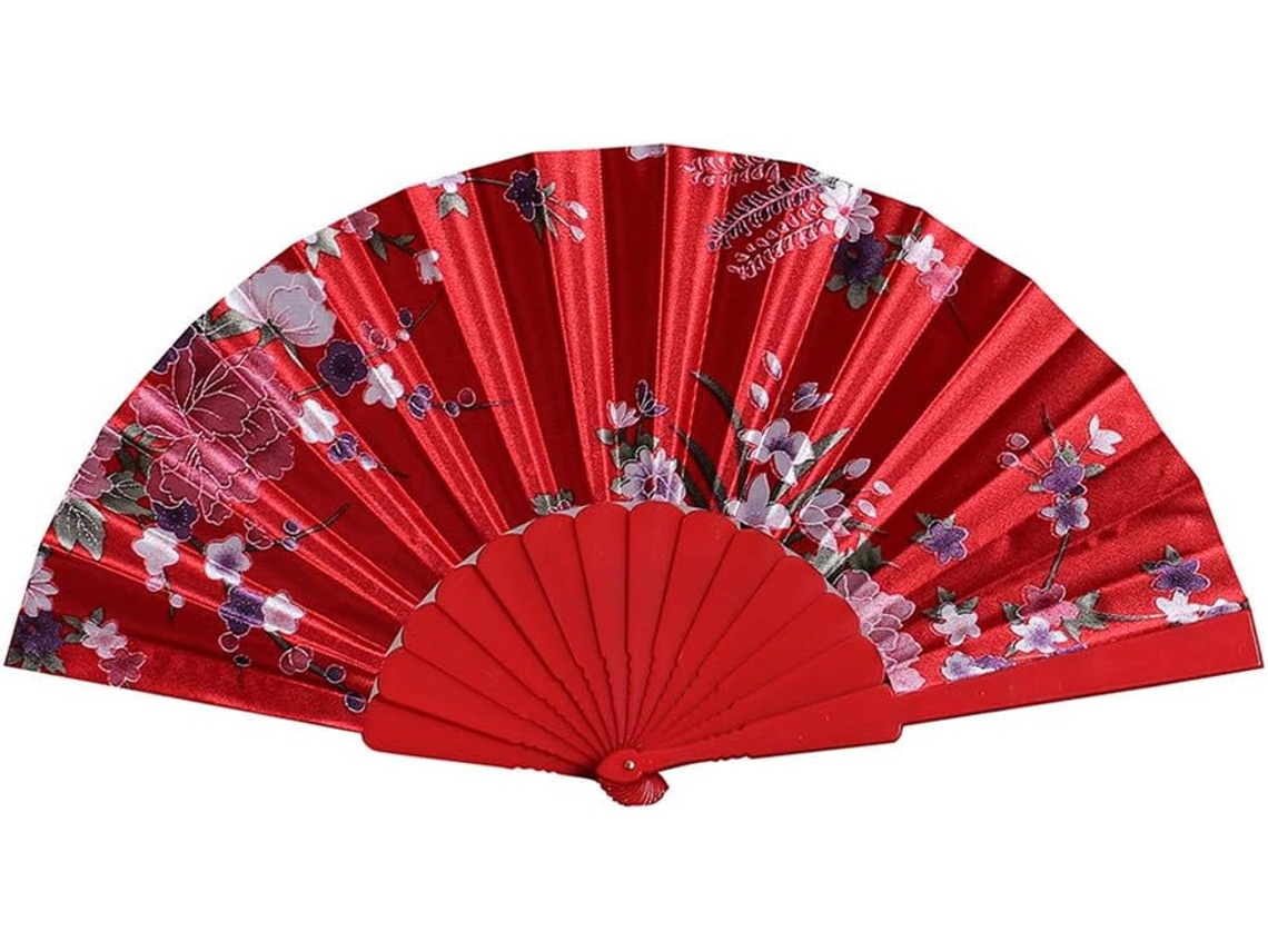 Leque dobrável retrô estampado estilo chinês para dança e casamento, leque de mão dobrável com renda.