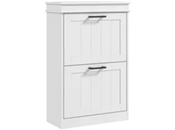 Sapateiro estreito BTFORUS, 2 gavetas abatíveis, prateleiras ajustáveis, para entrada, branco