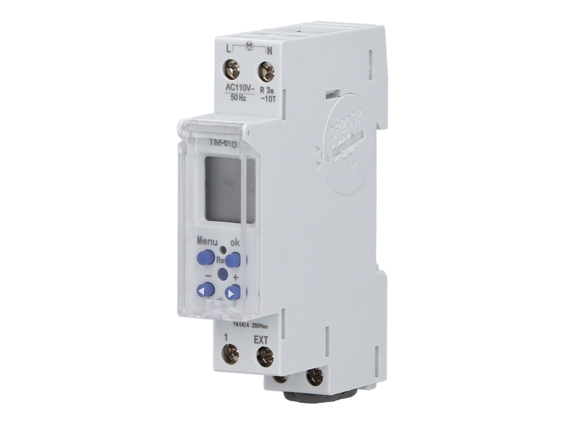 Interruptor De Tempo Digital Programável Semanal Tm610‑1 Para Rail Din
