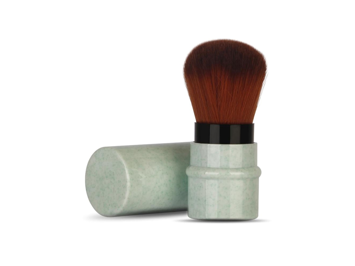 Pincel De Maquillaje Stretchable Para Base, Polvos Y Rubor Con Mango Extensible Color Verde