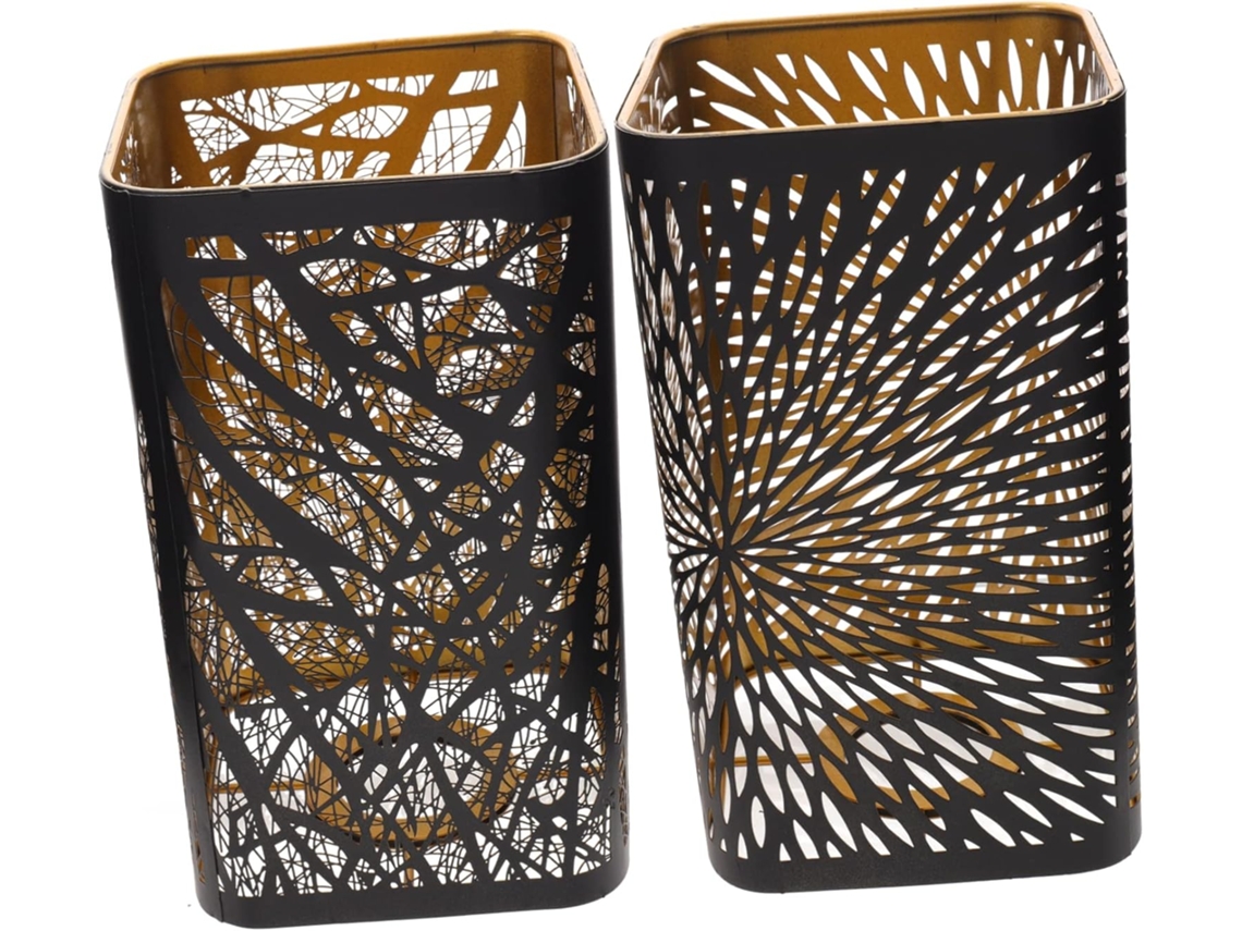 Conjunto De 2 Grandes Abajures Decorativos De Metal Com Soquete E27 Vazado, Em Ferro Preto.