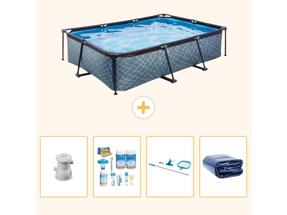 Exit-toys Piscina Exit Retangular - Efeito Pedra - 300x200x65 Cm - 5-peças S267