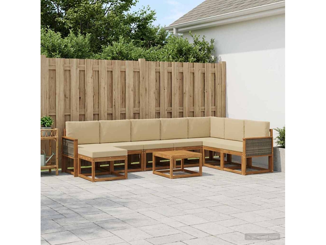 Vidaxl Conjunto De Sofás Para Exterior 9 Pcs Natural E Bege