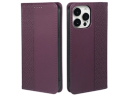 Capa Para Iphone 15 Pro Pele Sintética Roxo