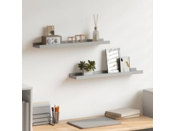 Vidaxl Unidade De Prateleiras Com Rebordo 2 Pcs 60x9x3 Cm Mdf Cinzento