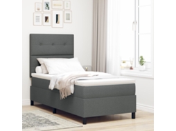 Cama Box Spring Com Colchão Cinza Escuro De Solteiro
