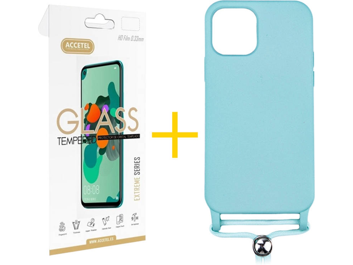 Kit Capa + Película 1 X iPhone 11 Pro Skyhe Gel Rope Azul Claro
