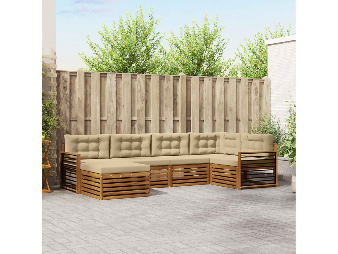 Vidaxl Conjunto De Sofás Para Exterior 6 Unid. Natural E Bege