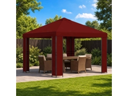 Vidaxl Gazebo 3 X 3 M Borgonha Poliéster E Aço 190 Gsm