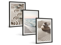 Conjunto De Pinturas Ondas, Areia, Água, Pedras, Praia Espelharte (3 Peças 40x60 Cm)