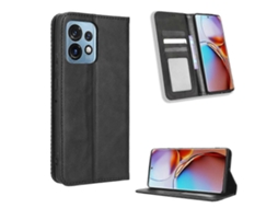 Capa De Celular Motorola Moto X40 Pro Com Fecho Magnético E Textura Retrô Em Couro.
