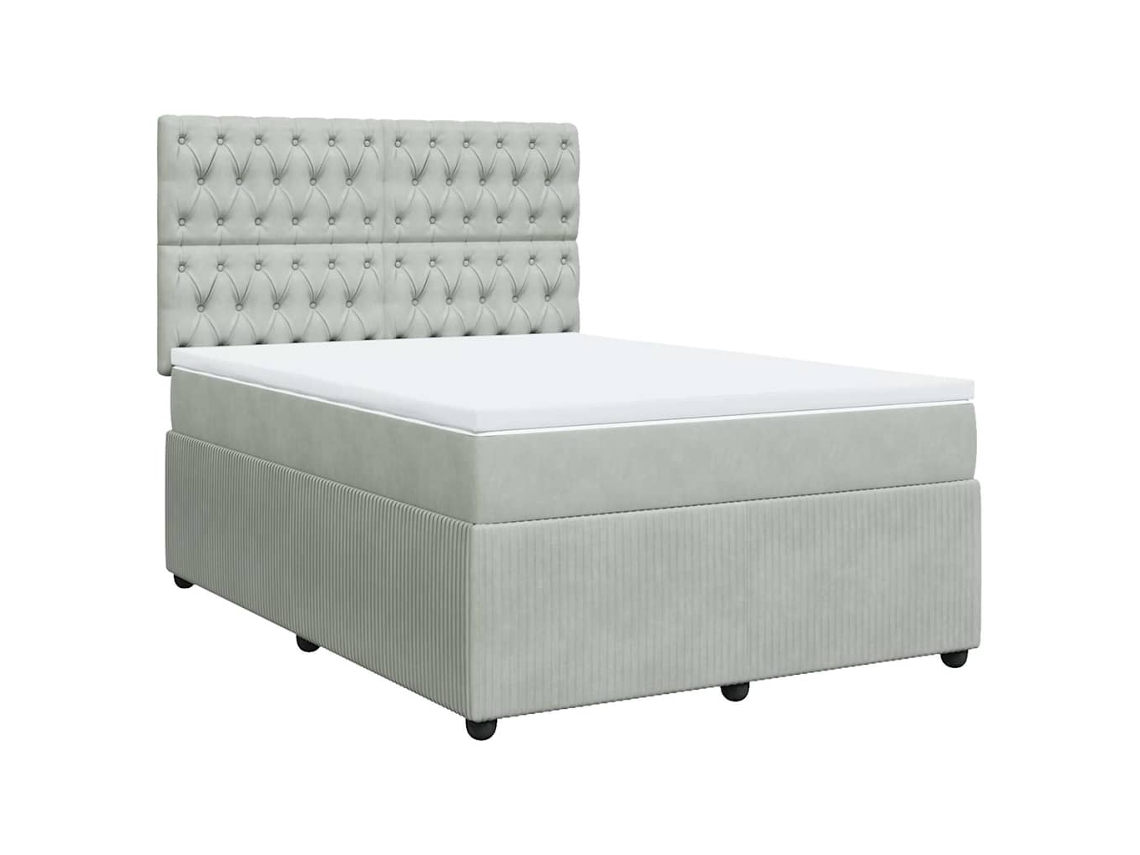 Box Spring Bed, Box Spring Beds Vidaxl Cinzeto Veludo (140 X 200 Cm)