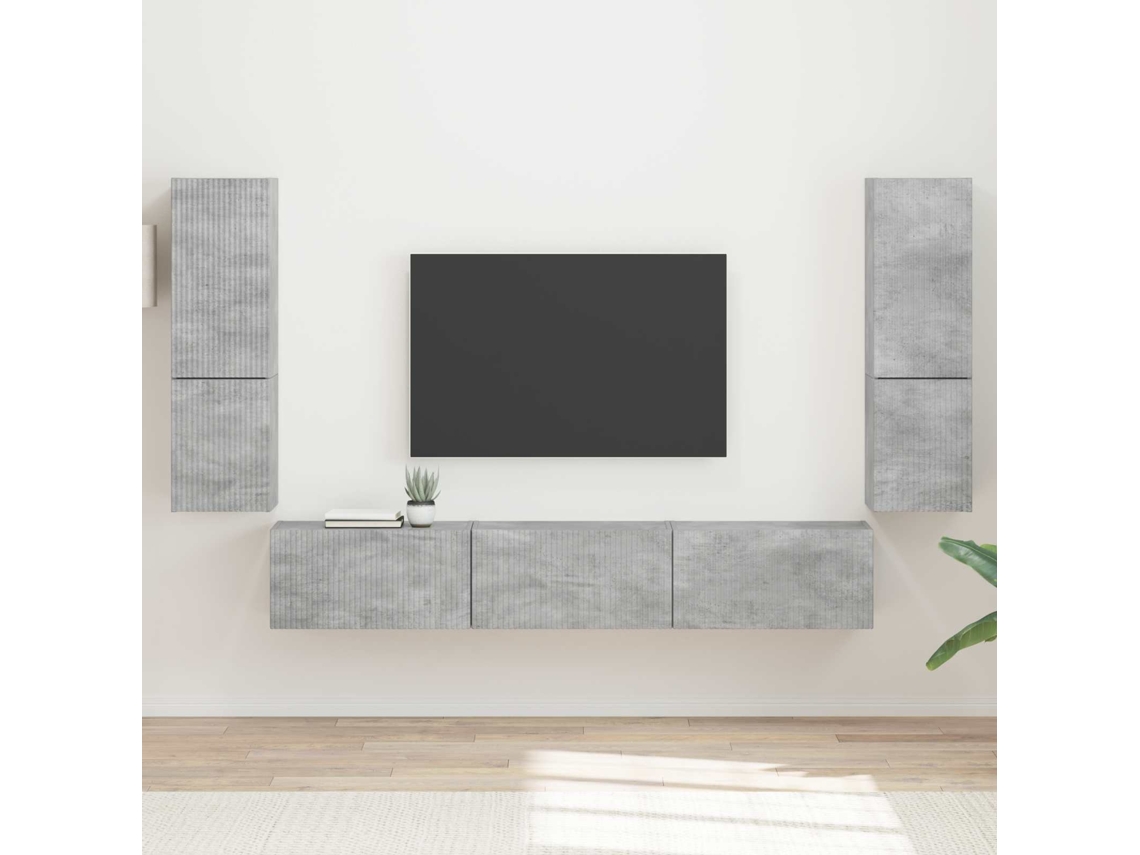 Vidaxl Conjunto De Móvel De Tv 4 Unid. Cinzento Derivados De Madeira
