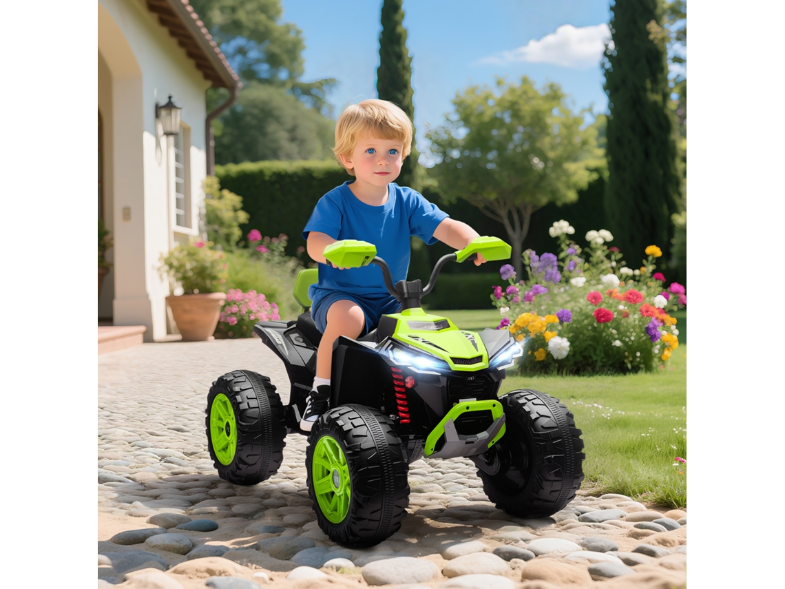 Quadricilo Elétrico 24v 2 Lugares 6.5 Km/h Faróis Buzina Usb 109x68.5x76 Cm Verde