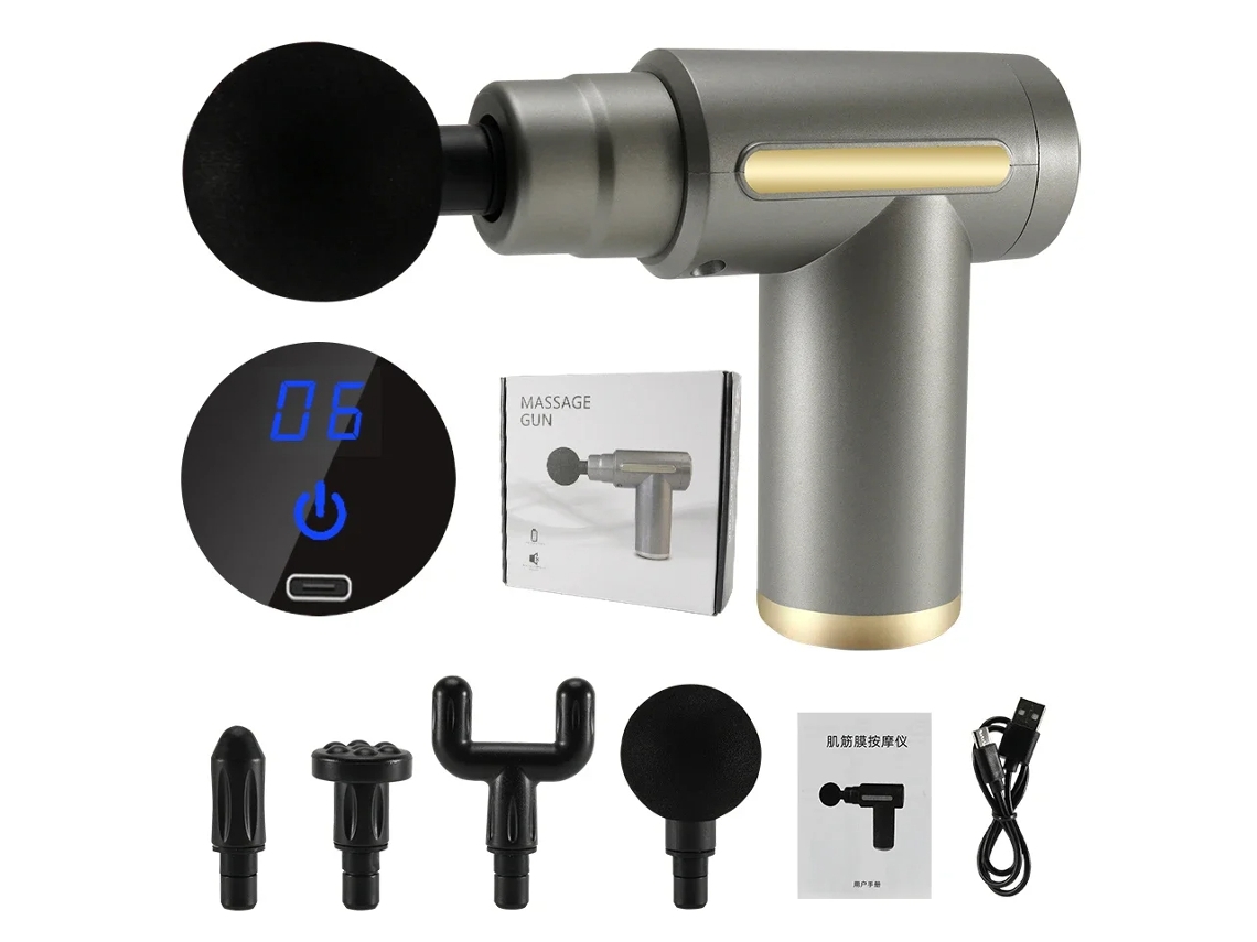 Pistola de Massagem Muscular com Tela Led para Fáscia, Massageador Muscular de Tecidos Profundos MDUG (cinza)