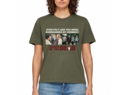 Rockinstone Shaun Of The Dead Movie Surrounded By Zombies Solid Military Green Adult T-shirt Size:xxl