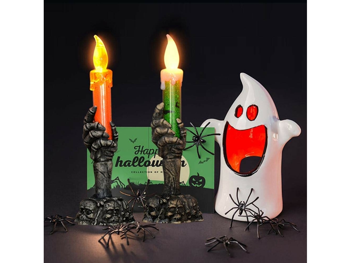 Velas De Plástico Sem Chama Para Decoração De Halloween, Acessórios Para Luz Fantasma