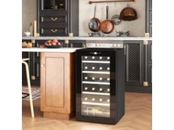 Refrigerador Para Vinhos 24 Garrafas, Temperatura Ajustável 5-20°c, Led Interno, Preto, 43x45x75 Cm