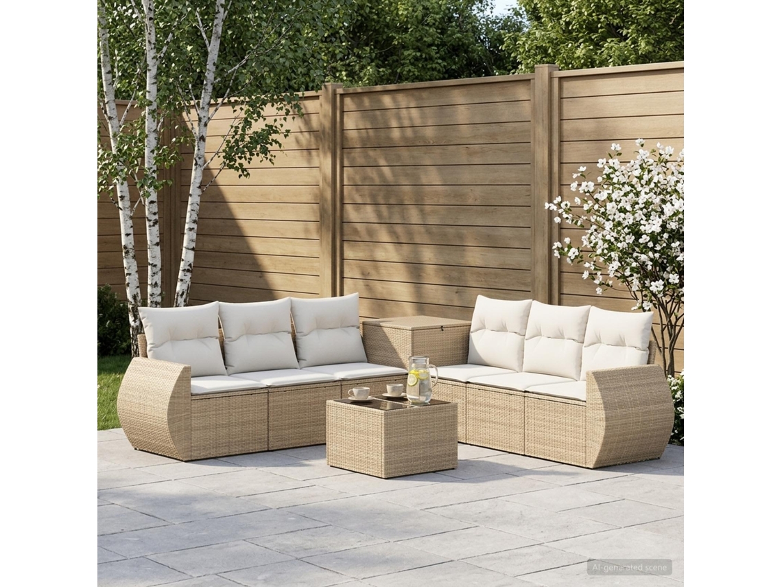 Vidaxl Conjunto De Sofás 8 Unid. Bege E Branco Creme