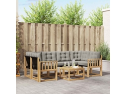 Vidaxl Conjunto De Sofás Para Exterior 7 Pcs Branco E Cinzento-claro