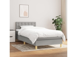 Vidaxl Cama Com Molas/colchão 90x200 Cm Tecido Cinza-claro