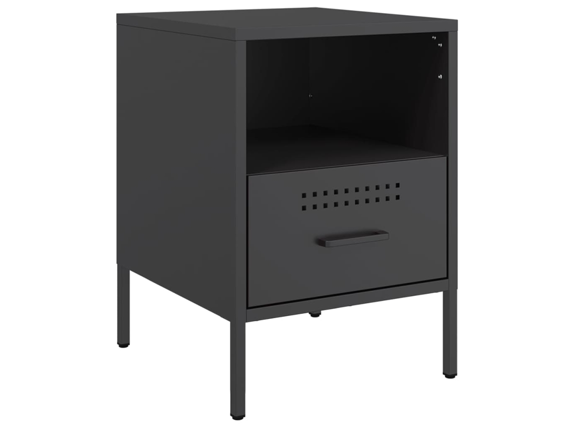 Bedside Cabinet, Bedside Cabinets Vidaxl Preto Aço (n/a)