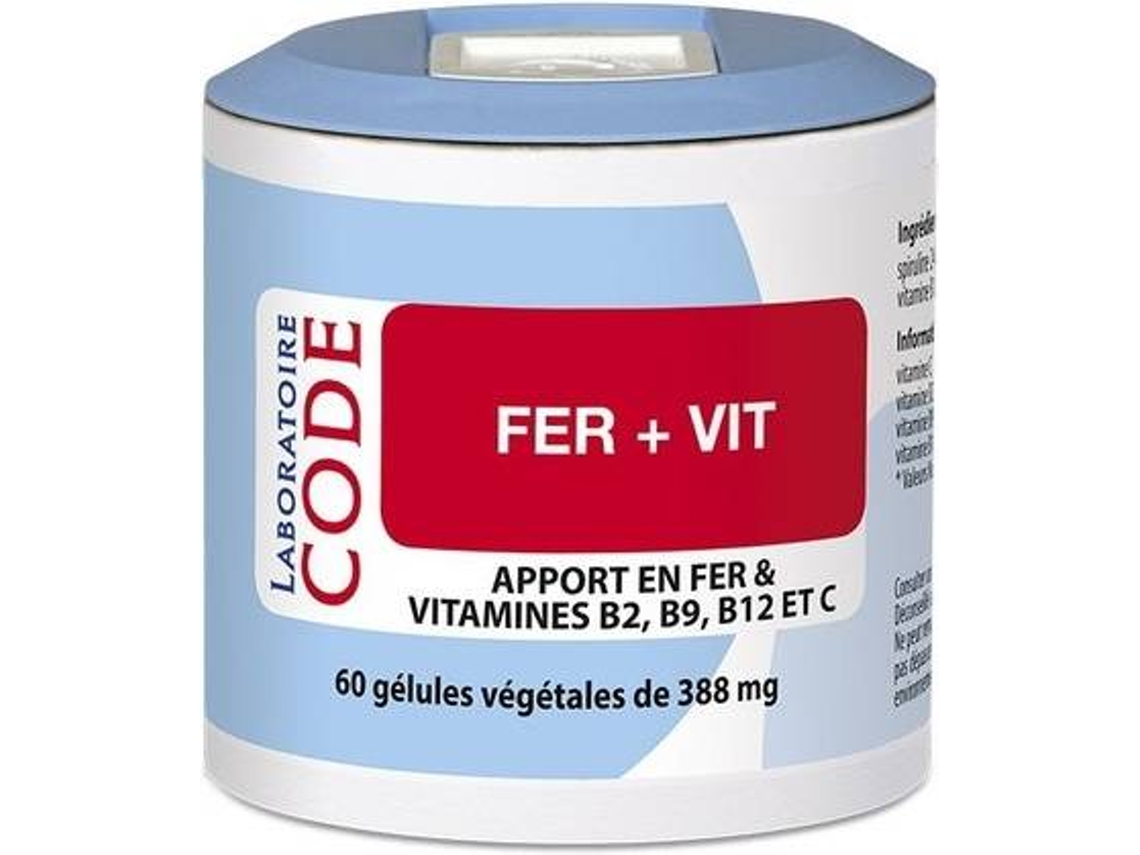 Suplemento Alimentar LABORATOIRE CODE Ferro (60 cápsulas de 388mg)