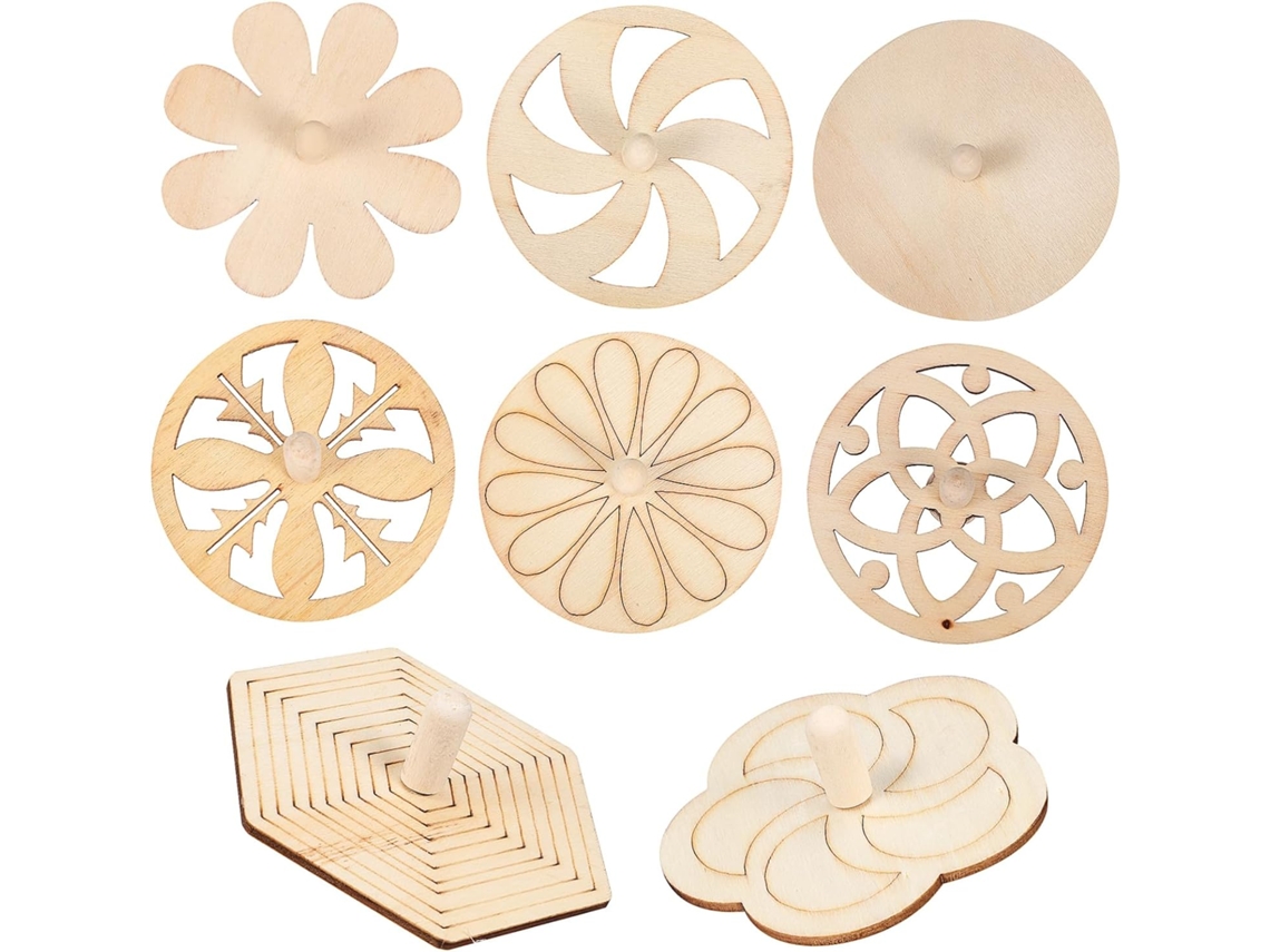 Conjunto De 3 Piões Giroscópicos Pequenos, Brinquedos Infantis De Madeira Para Mesa Alta, 8 Peças