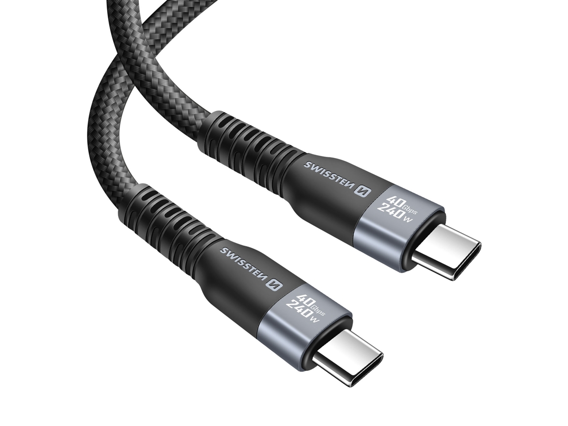 Cabo 5A Thunderbolt 4.0 USB C para USB C 240W 50cm Branco SWISSTEN
