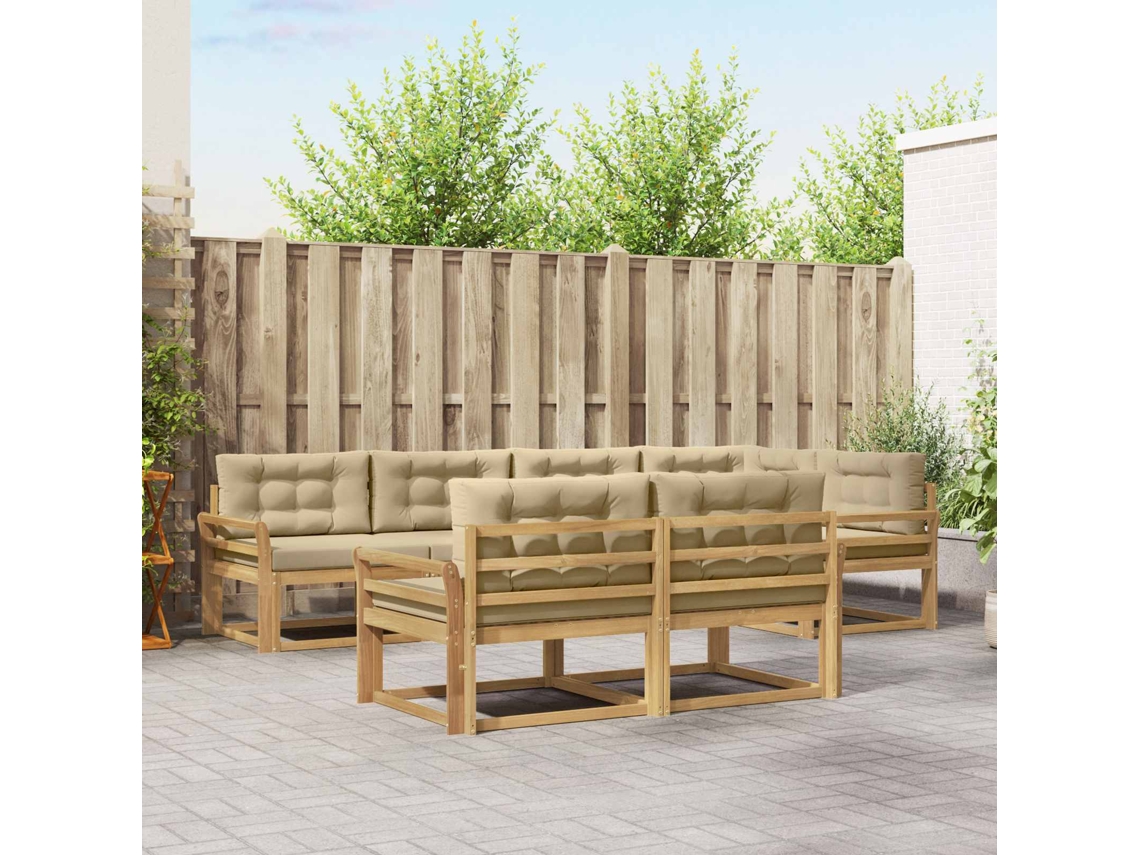 Vidaxl Conjunto De Sofás Para Exterior 6 Pcs Branco E Bege Poliéster