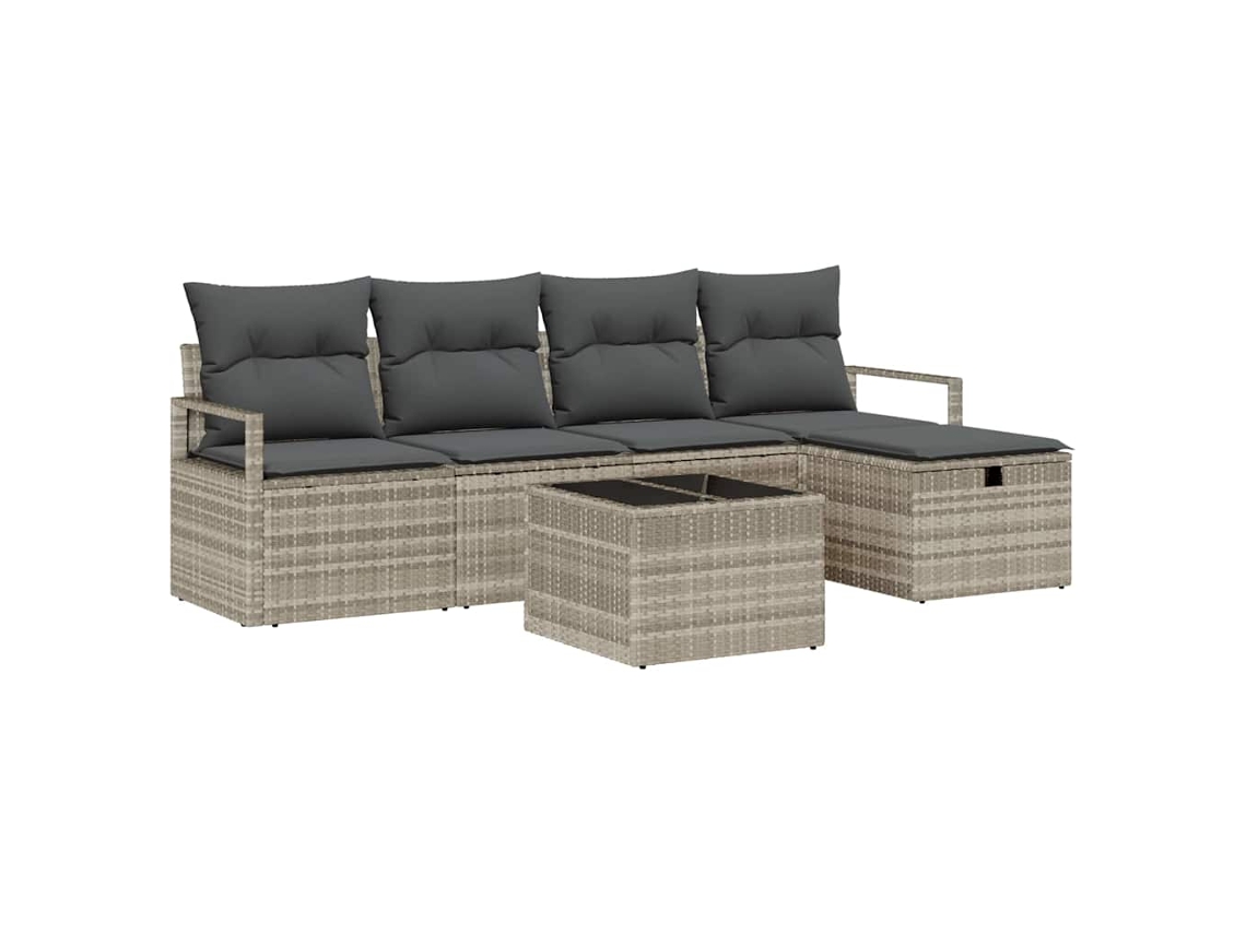 Maison Exclusive - Conjunto De Sofás Com Almofada 6 Pcs Cinzento-claro Vime Pe