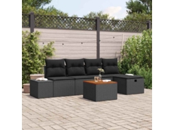 Vidaxl Conjunto De Sofá De Jardim 6 Unid. Preto Rattan Sintético