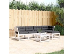 Vidaxl 5 Pcs Conj. Sofás De Jardim C/ Almofadões Pinho Maciço Branco