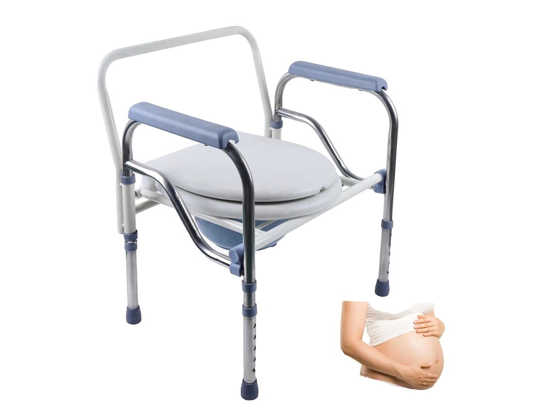 Cadeira Sanitária, Altura Ajustável 65-75 Cm, Tamanho Dobrável 68 Cm * 54 Cm * 16 Cm, Capacidade De Carga 150 Kg, Estrutura De Aço Inoxidável, Bacia