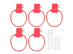 Suporte De Fusível Em Linha 5pcs Com 5pcs Fusível Lâmina Atc/ato 25a Vermelho Para Carro Barco Rv