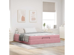 Vidaxl Estrutura De Cama Com Colchão 2 Unid. Rosa Veludo